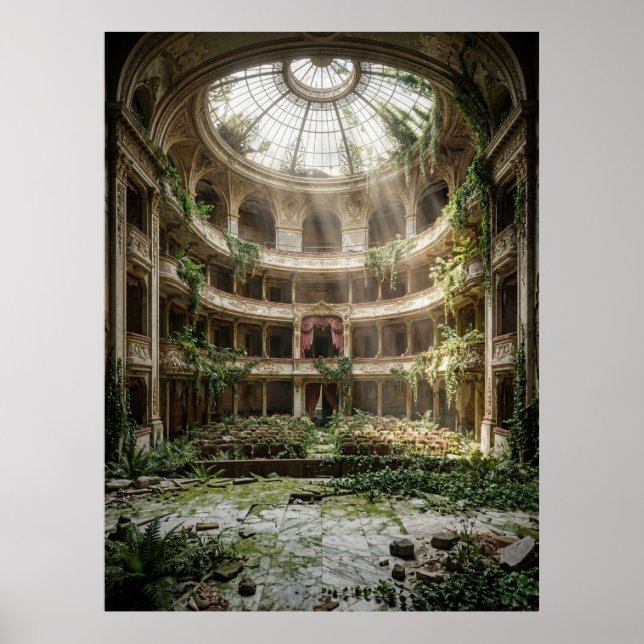 Abandoned Theater Nature Reclaimed Poster (Vorne)
