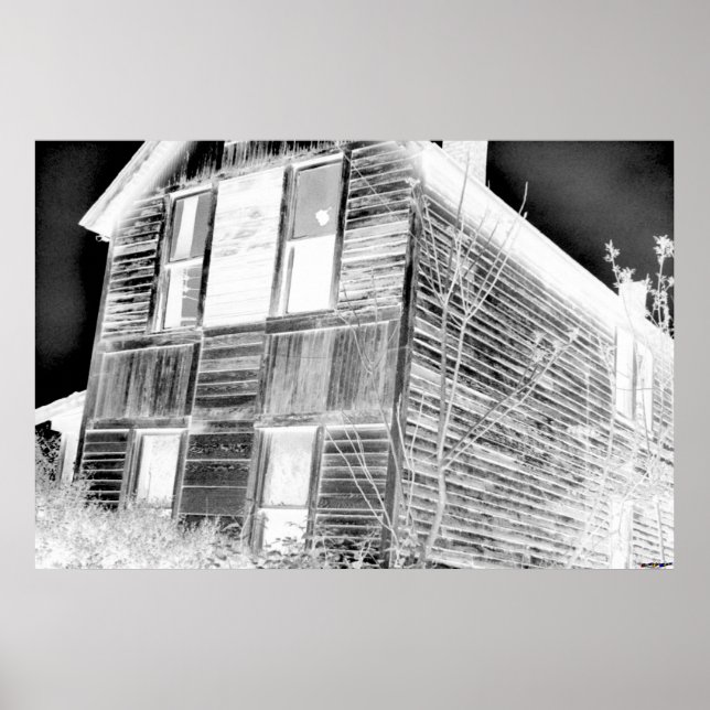 Abandoned Two Story House - negative Poster (Vorne)