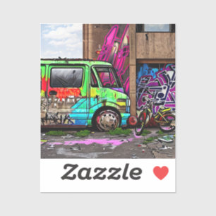 Abandoned Van and Bike Graffiti Urban Art Aufkleber
