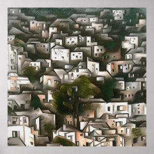 Abandoned Village Kayakoy Fethiye Landschaft Kunst Poster