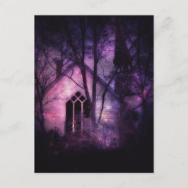 Abandred Church Lila Night Sky Digitale Kunst Postkarte