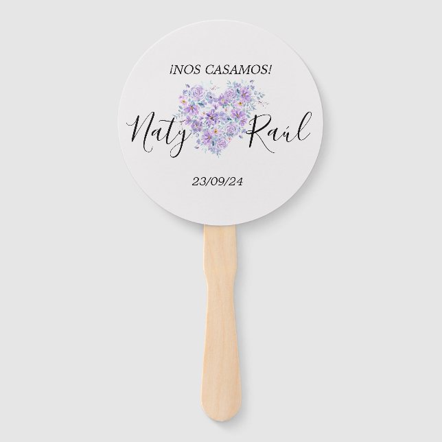 Abanico Personalizado en Tonos Lilas  Fächer (Vorderseite)