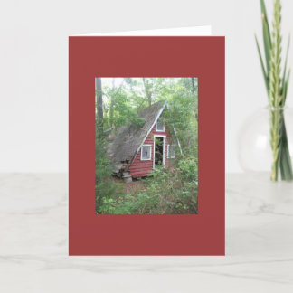 Abanoned Ferien-Hütte im Holz Feiertagskarte