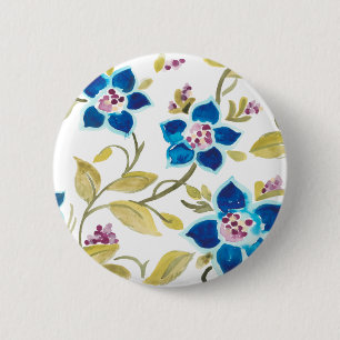 Abbey Floral Tiles - Blue Blooms Button