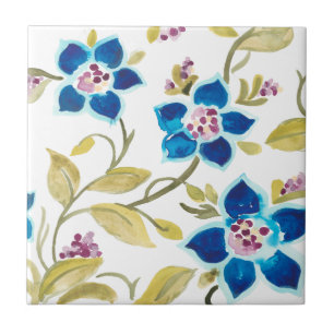 Abbey Floral Tiles - Blue Blooms Fliese