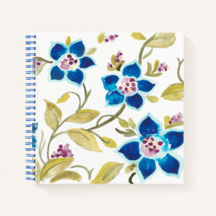 Abbey Floral Tiles - Blue Blooms Notizbuch