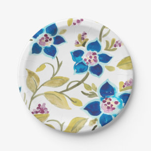 Abbey Floral Tiles - Blue Blooms Pappteller