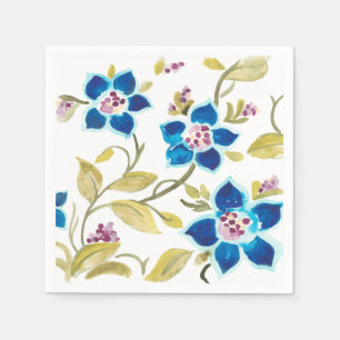 Abbey Floral Tiles - Blue Blooms Serviette