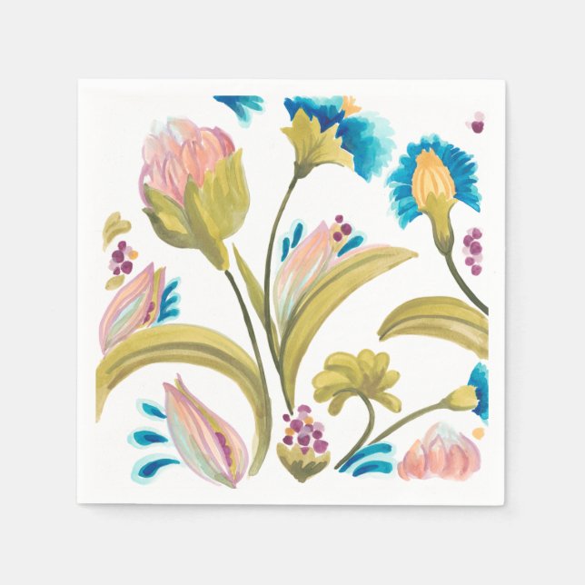 Abbey Floral Tiles - Frühlingsblumen Serviette (Vorderseite)