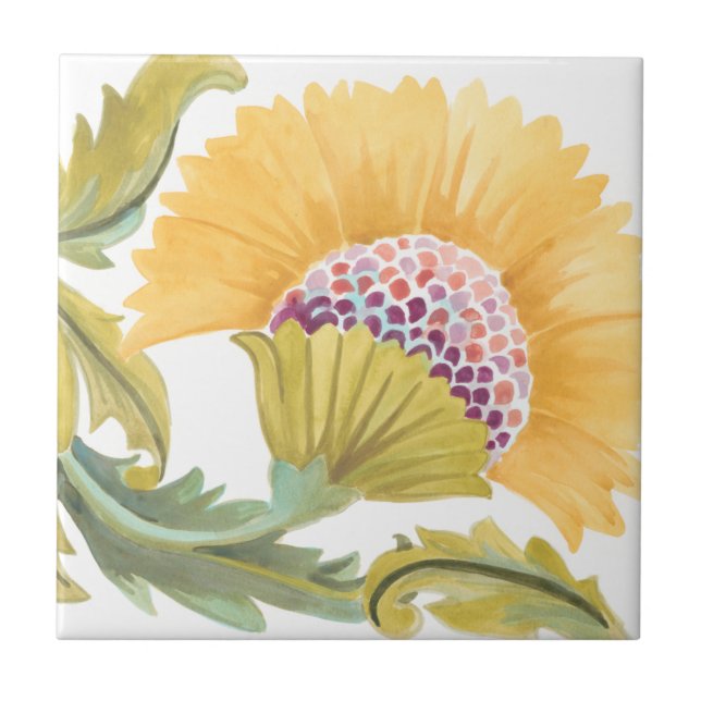 Abbey Floral Tiles - Gelb Fliese (Vorderseite)