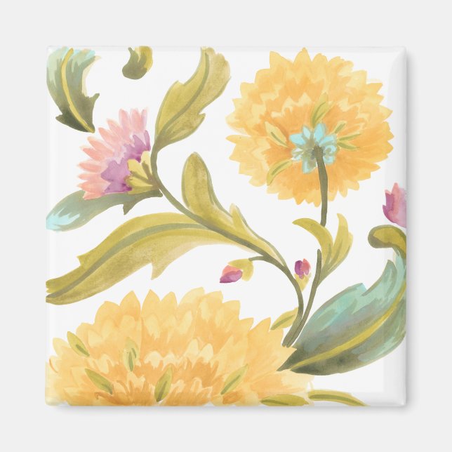 Abbey Floral Tiles - Gelbe Blumen Magnet (Vorne)