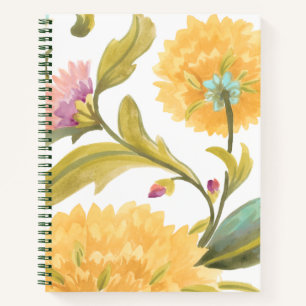 Abbey Floral Tiles - Gelbe Blumen Notizbuch