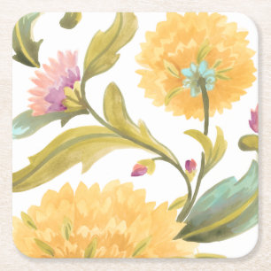 Abbey Floral Tiles - Gelbe Blumen Rechteckiger Pappuntersetzer