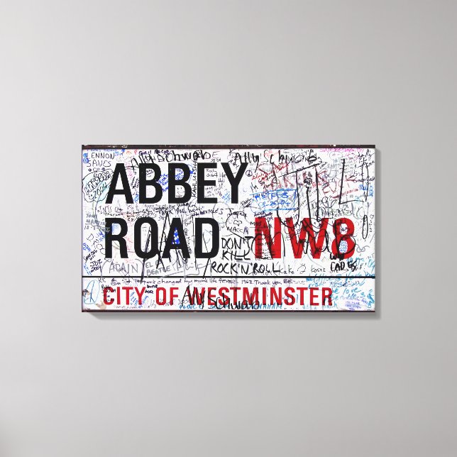 Abbey Road Sign London Covered in Graffiti Leinwanddruck (Vorderseite)