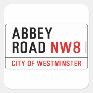 Abbey Road Street Sign Quadratischer Aufkleber