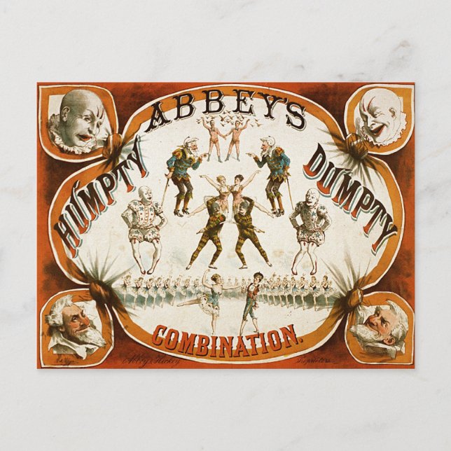 Abbey's Humpty Dumpty Combination Circus Poster Postkarte (Vorderseite)