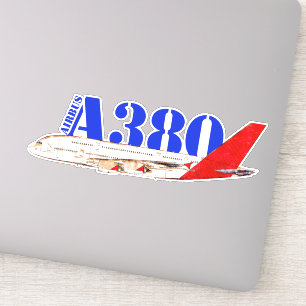 Abbildung A380 von Airbus mit fett rotem Schwanz Aufkleber