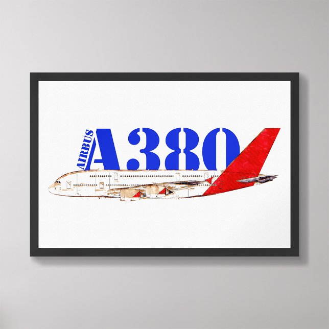 Abbildung A380 von Airbus mit fett rotem Schwanz Fotodruck (Von Creator hochgeladen)