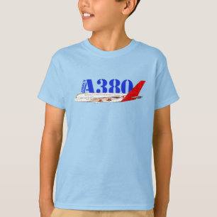 Abbildung A380 von Airbus mit fett rotem Schwanz T-Shirt