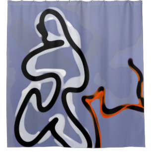 Abbildung: Abstrakt Blau, Orange, B & W Duschvorhang