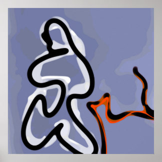 Abbildung: Abstrakt Blau, Orange, B & W Poster