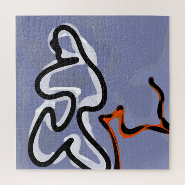 Abbildung: Abstrakt Blau, Orange, B & W Puzzle (Vertikal)