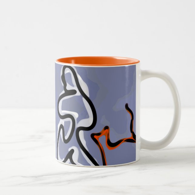 Abbildung: Abstrakt Blau, Orange, B & W Zweifarbige Tasse (Rechts)