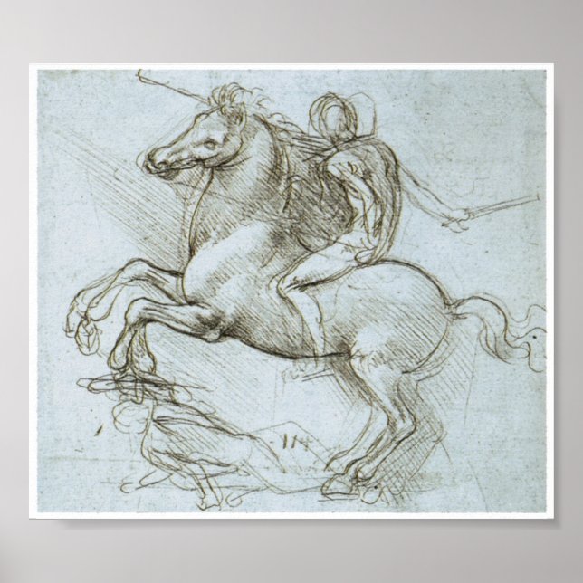 Abbildung auf Horseback, Leonardo Da Vinci Poster (Vorne)
