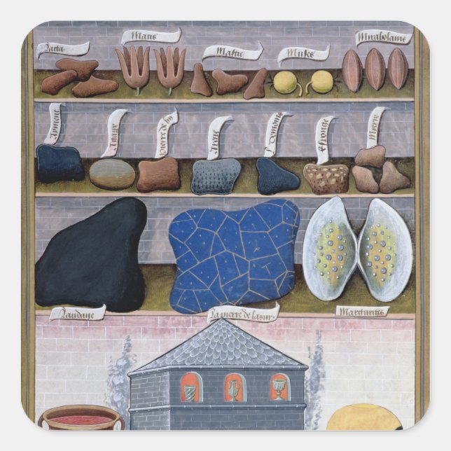 Abbildung aus dem "Buch der einfachen Arzneimittel Quadratischer Aufkleber (Vorderseite)