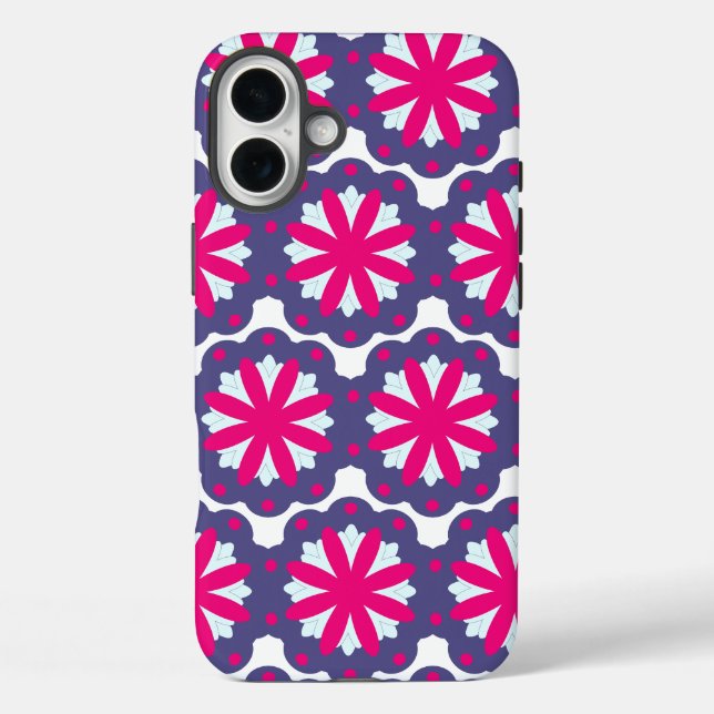 Abbildung der lila und rosa Blumenformen Case-Mate iPhone Hülle (Rückseite)