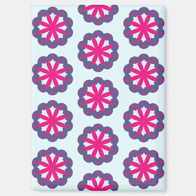 Abbildung der lila und rosa Blumenformen Magnet (Vorderseite)