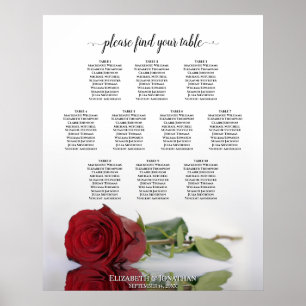 Abbildung der Rote Rose 10 Tabelle Hochzeitssatell Poster
