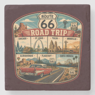Abbildung der Sehenswürdigkeiten an der Route 66, Steinuntersetzer