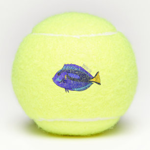 Abbildung des Blauen Tang-Cartoon Tennisbälle