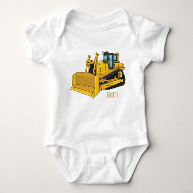 Abbildung des Bulldozer-Cartoon Baby Strampler (Vorderseite)