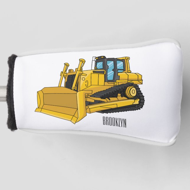 Abbildung des Bulldozer-Cartoon Golf Headcover (Vorderseite)