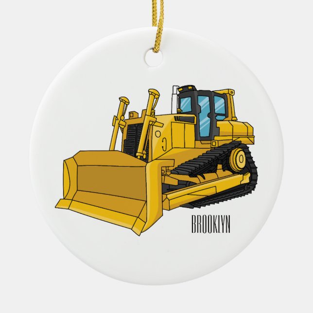Abbildung des Bulldozer-Cartoon Keramik Ornament (Vorne)