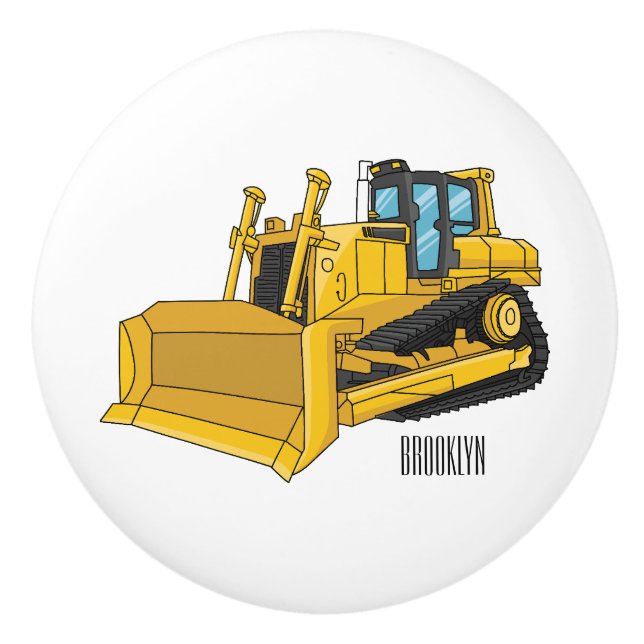 Abbildung des Bulldozer-Cartoon Keramikknauf (Vorderseite)
