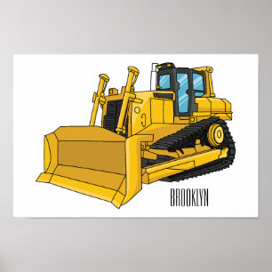 Abbildung des Bulldozer-Cartoon Poster