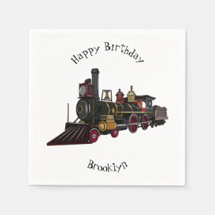 Abbildung des Cartoon der Dampflokomotive Serviette