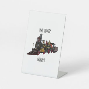 Abbildung des Cartoon der Dampflokomotive Sockelschild