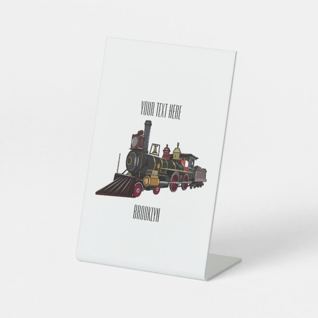 Abbildung des Cartoon der Dampflokomotive Sockelschild (Vorderseite)