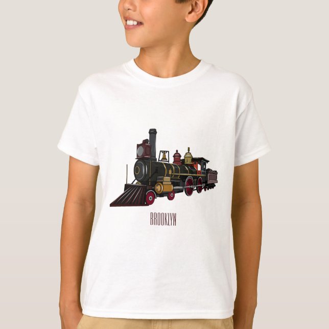 Abbildung des Cartoon der Dampflokomotive T-Shirt (Vorderseite)