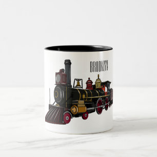 Abbildung des Cartoon der Dampflokomotive Zweifarbige Tasse