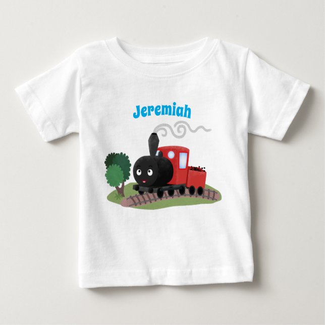 Abbildung des Cartoon der niedlichen Dampfzuglokom Baby T-shirt (Vorderseite)