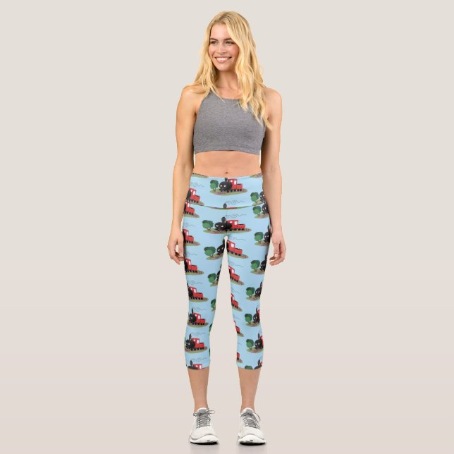 Abbildung des Cartoon der niedlichen Dampfzuglokom Capri Leggings (Vorderseite)