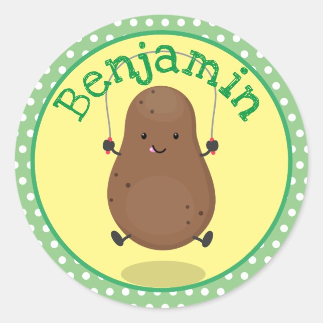 Abbildung des Cartoon der niedlichen Kartoffelausl Runder Aufkleber (Vorderseite)