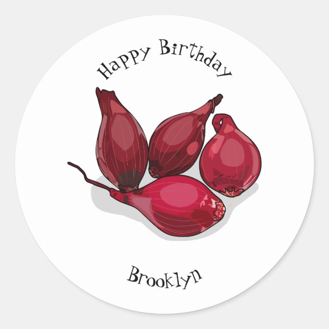 Abbildung des Cartoon Shallot Runder Aufkleber (Vorderseite)