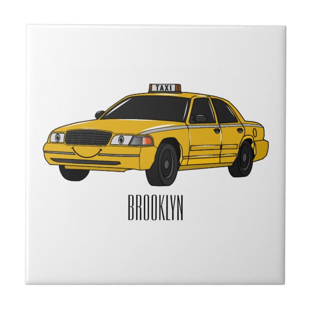 Abbildung des Cartoon Taxi Fliese (Vorderseite)