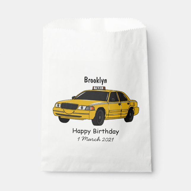 Abbildung des Cartoon Taxi Geschenktütchen (Vorderseite)
